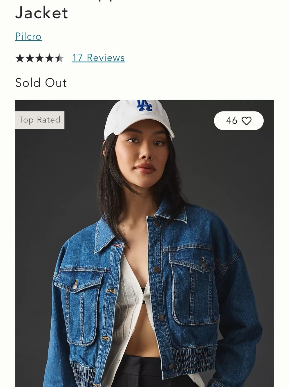 Anthropologie Sold Out Pilcro Dark Blue Cropped Denim Jacket NWOT Never Worn.